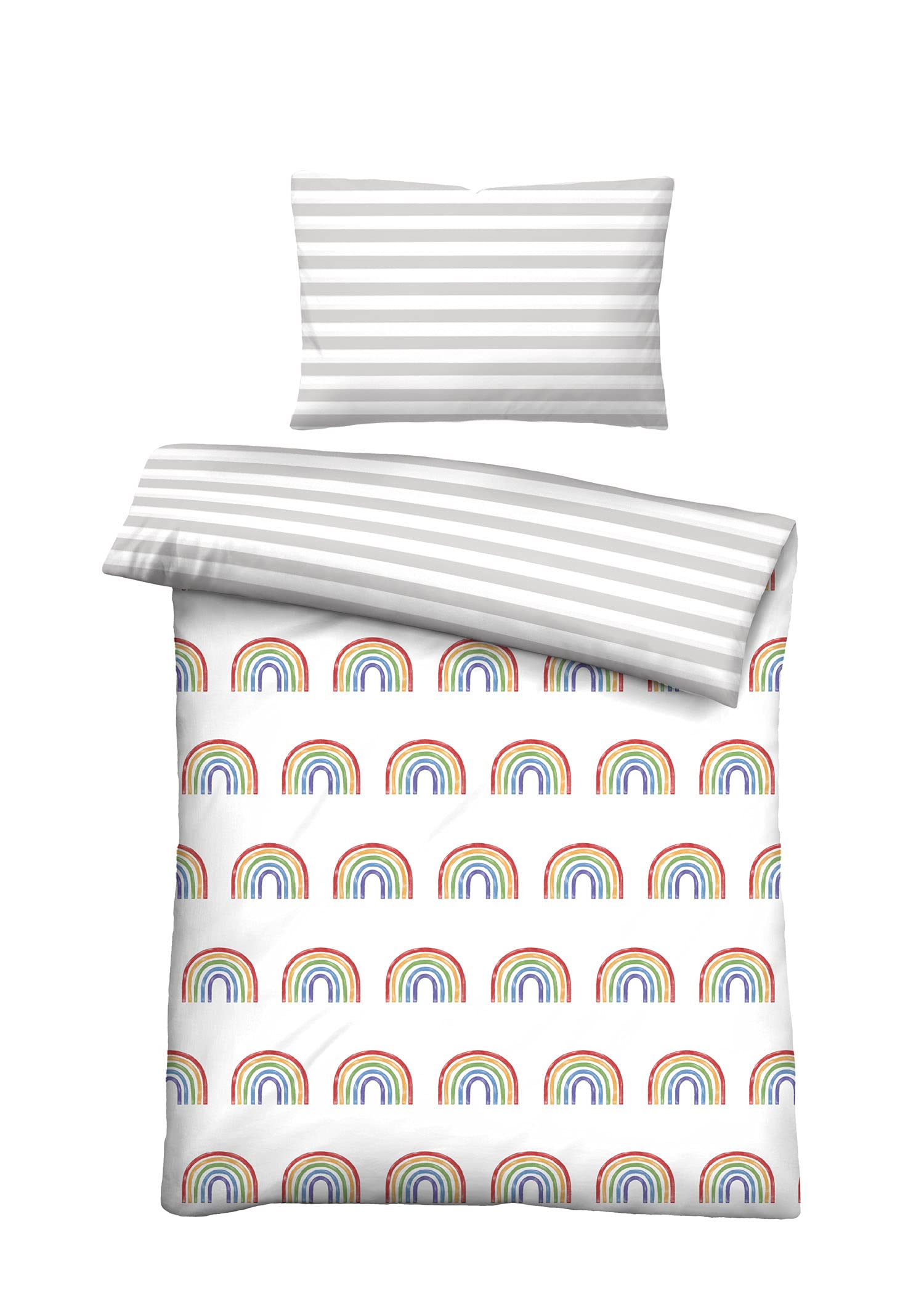 biberna Bed Linen Set with Pillowcase linon, Cotton, White, 1x 100x135 cm + 1x 40x60 cm