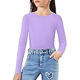 Arshiner Girls Long Sleeve Ribbed Knit Shirts Soft Slim Fit Crewneck Casual Base Layer Tops Tees
