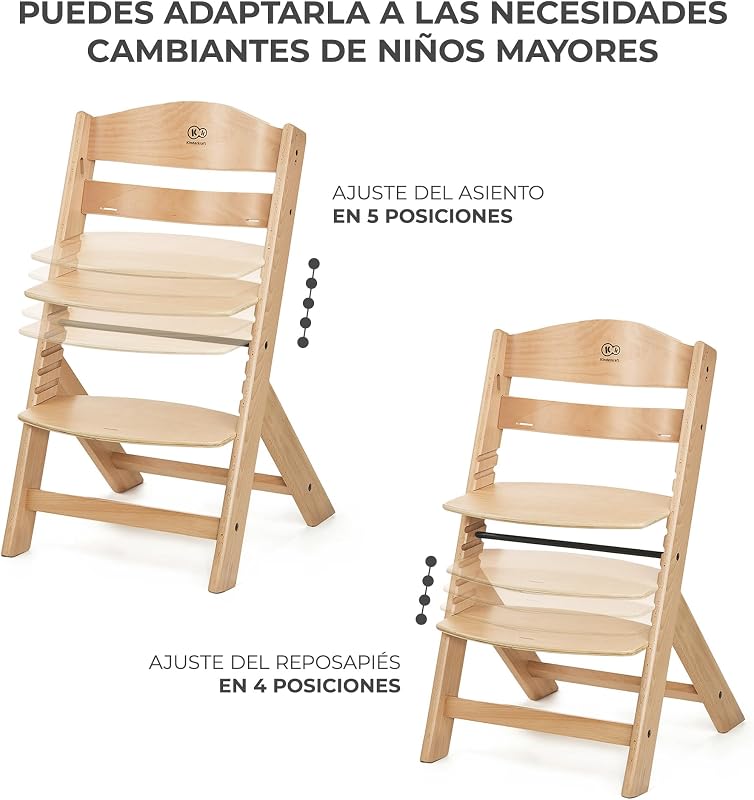 ENOCK Trona bebé de Madera + Hamaca Bebé CALMEE, portatil, para niños, Silla alta Infantil, Evolutiva, Ergonómica, Barrera y Bandeja, Gris