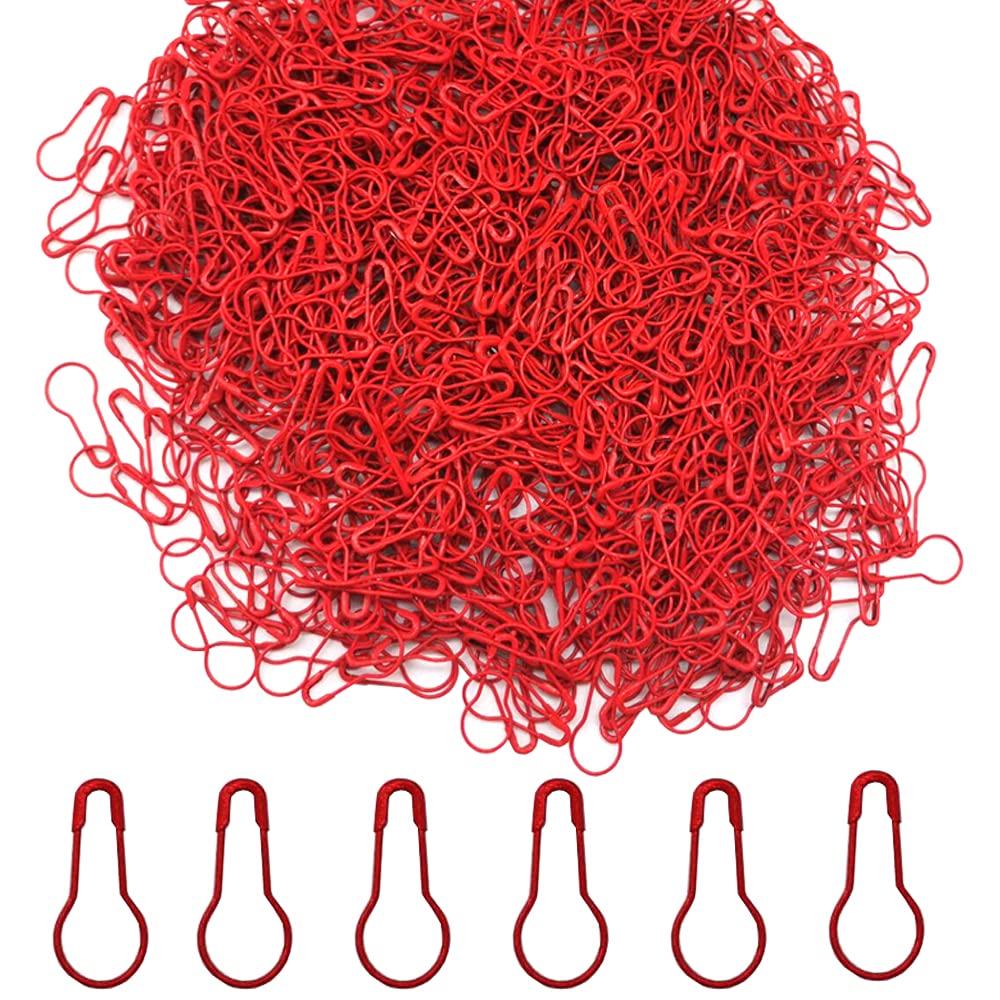 Ruidee 1000Pcs Metal Safety Pins Set: Gourd-Shaped, DIY Home Accessories, Clothing Tags (HBZ/Red)