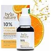 By Nature Gel Face Moisturizer - 10% Vitamin C + Collagen Peptide Moisturizer for Face and Neck - Energize and Hydrate Dull Skin + Fade Dark Spots - Dry Skin Face moisturizer Gel