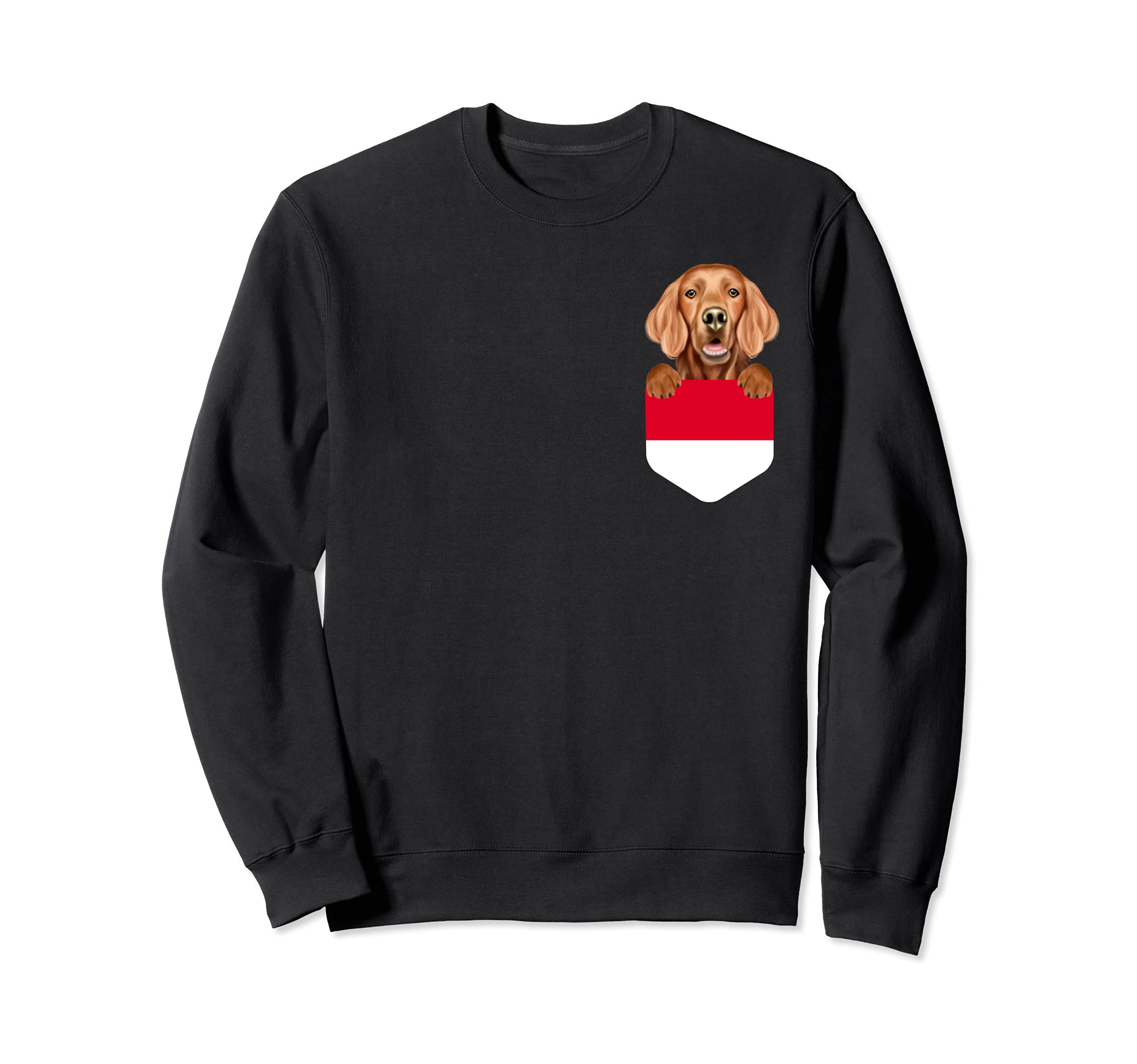 Indonesia Flag Irish Setter Dog In Pocket Sweatshirt