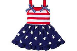 LYSMuch Toddler Baby Girls 4th of July Outfit Independence Day Dress Kids American Flag Clothes