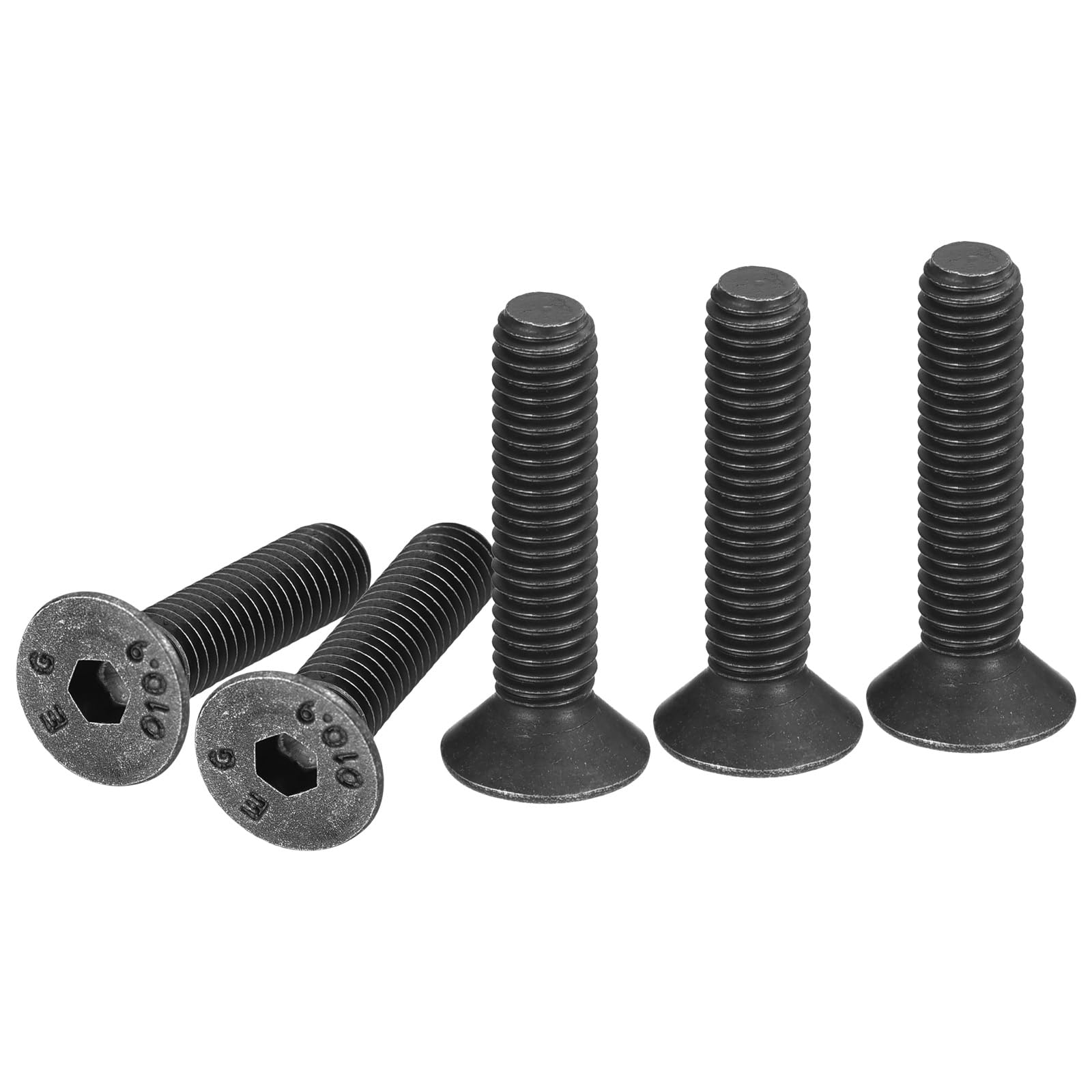 DTGN M5-0.8x25mm Flat Head Socket Cap Screws, 50 Pack Hex Socket Flat Head Screws Carbon Steel Black Oxide, Full Thread, Countersunk Bolts