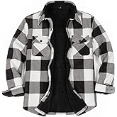 Men's Warm Sherpa Lined Fleece Plaid Flannel Shirt Jacket(All Sherpa Fleece Lined)