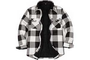 Men's Warm Sherpa Lined Fleece Plaid Flannel Shirt Jacket(All Sherpa Fleece Lined)