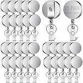 RHBLME 25 Pack Heavy Duty Metal Badge Reel with Clip & Key Ring, Retractable for Nurses, Teachers, Students, Workers