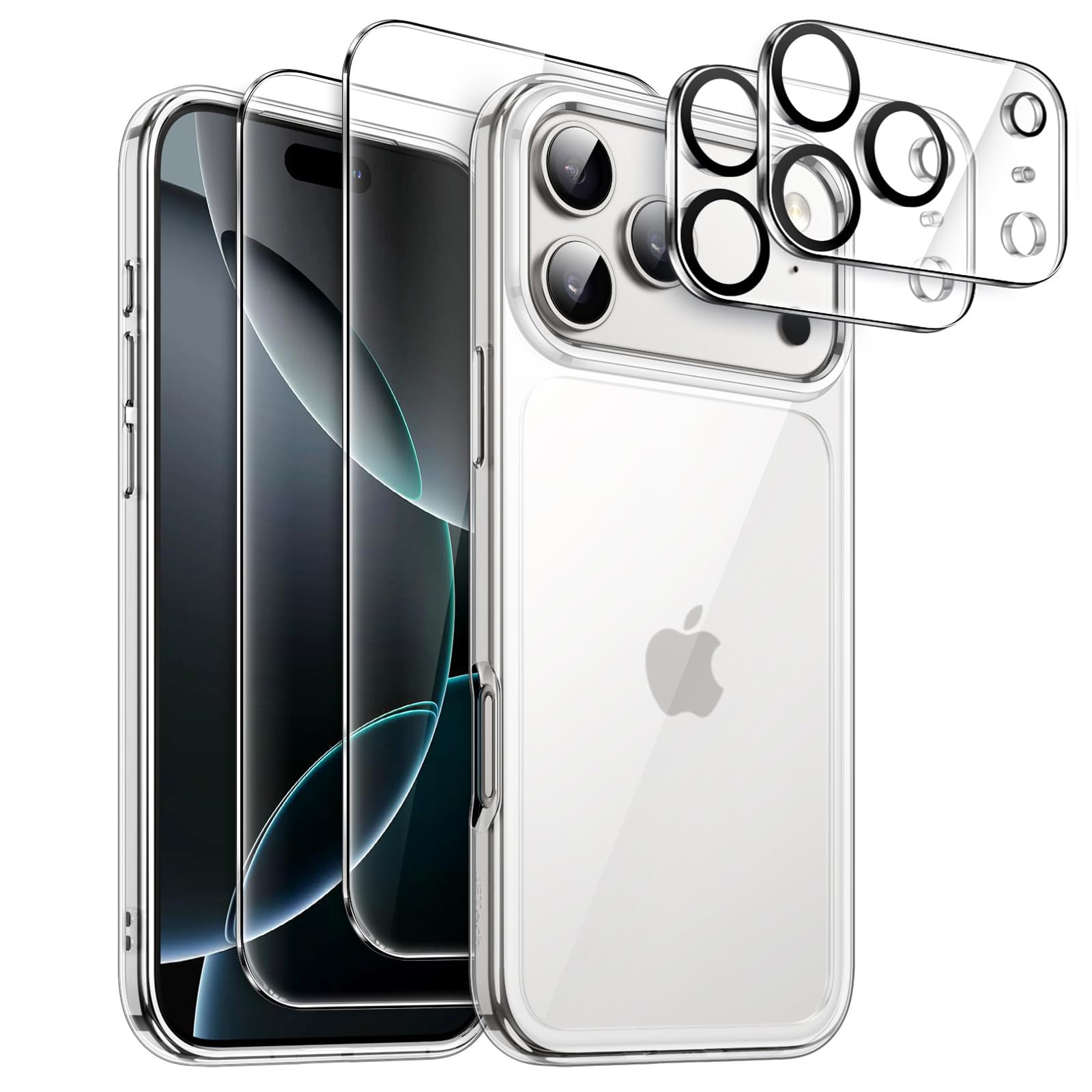 JETech 5 in 1 Case for iPhone 17 Pro with Screen and Camera Lens Protectors