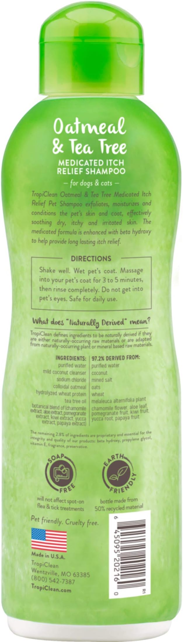tropiclean medicated oatmeal & tea tree shampoo