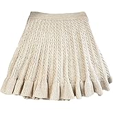 Verdusa Women's Cable Knit Ruffle Skirt A Line Short Sweater Skirts Elegant Outfits