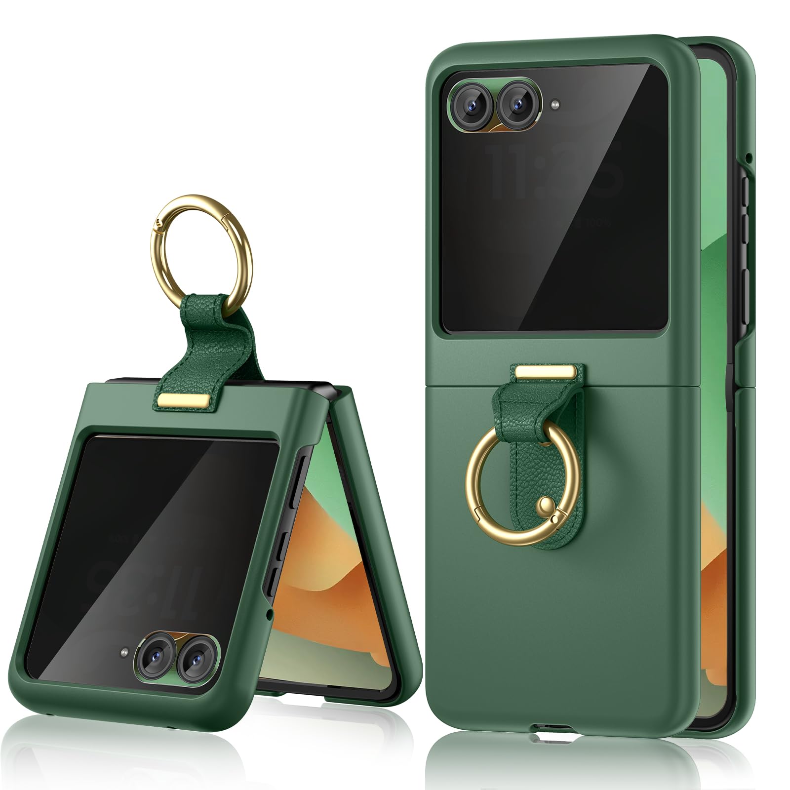 Maxdara for Motorola Razr 2025/2024 Case with Ring [Not Fit Ultra or Plus], Moto Razr 2025/2024 Case with Built-in Privacy Screen Protector Slim Thin Cover, Green (Privacy Screen)