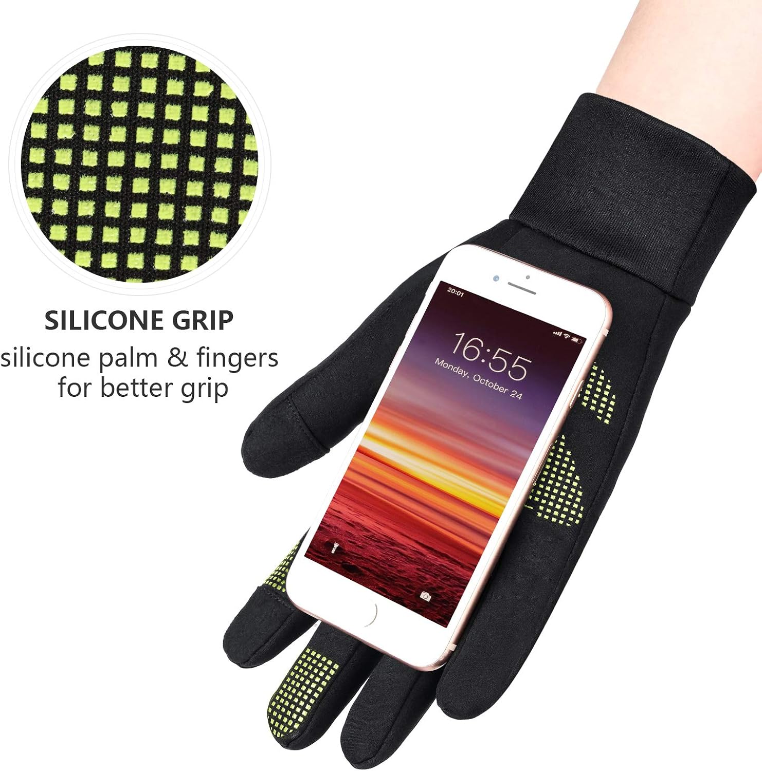 Bessteven Winter Warm Gloves Touchscreen Water Resistant Windproof Anti-Slip Thermal for Driving Hiking Bike Cycling Running for Men and Women : Clothing