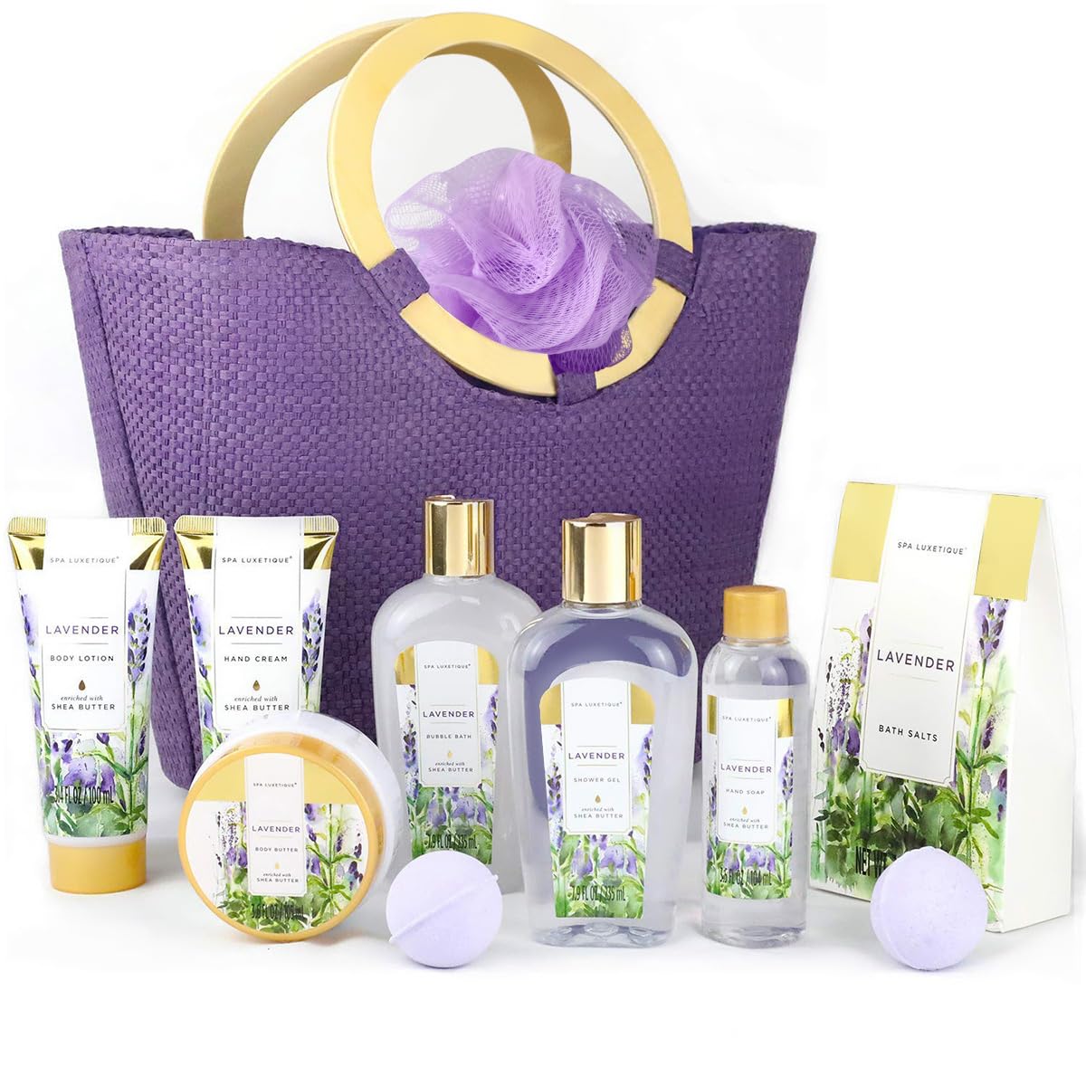 Pamper Gifts for Women-Spa Luxetique Spa Gift Set, 10pcs Lavender Bath Gift Set, Relaxing Bath Set with Bubble Bath, Body Lotion, Hand Cream, Mothers Day Gifts, Mum Birthday Gifts Valentine's gifts
