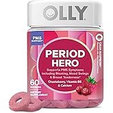 OLLY Period Hero Gummies, PMS Support Supplement,* Chasteberry, Vitamin B6, Calcium, Cran-Raspberry Flavor, 30 Day Supply - 60 Count