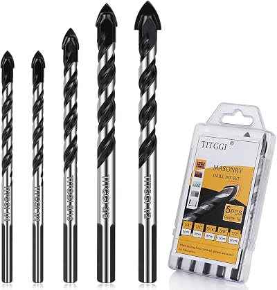 Camdios 5Pcs Drill Bit Set Tile Carbide Tips 1/4-1/2 Inch Professional