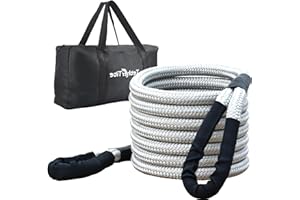 Tether Tite 1" x 30' Kinetic Recovery Tow Rope with Reinforced Loop (35,000lbs) Heavy-Duty Energy Rope Offroad Snatch Strap for Jeep Car Vehicle Truck ATV UTV SUV，Grey