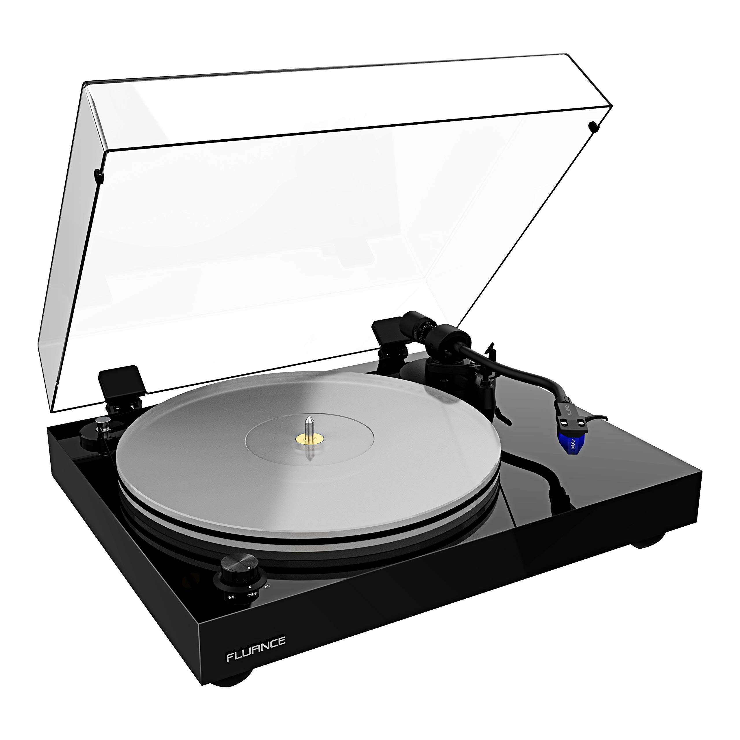 Fluance RT82 Reference HiFi Vinyl Turntable Record Player With Ortofon Om10 Cartridge And Anti Vibration Isolation Base