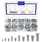 Swpeet 190Pcs M2 M2.5 M3 M4 M5 Solid 304 Stainless