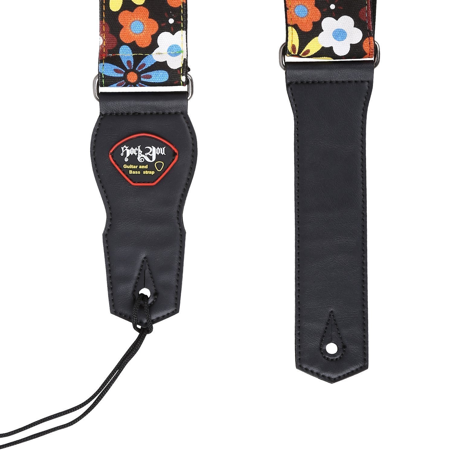 Mugig Guitar Strap, Adjustable Soft Cotton With Lovely Flower Pattern Strap for Guitar, Bass