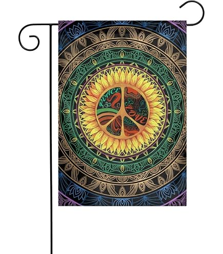 Wodison Friedens-Gartenflagge – „Imagine All The People Living Life In Peace“, 30,5x45,7 Cm, Jute, Doppelseitig
