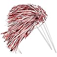 Anderson's Metallic Red and White Foil Textured School Spirit Shakers, Cheerleader Pom Poms, Football Basketball Homecoming, Squad, Team, Party, Dance, Club, Performance, Fan Celebration Pack of 10