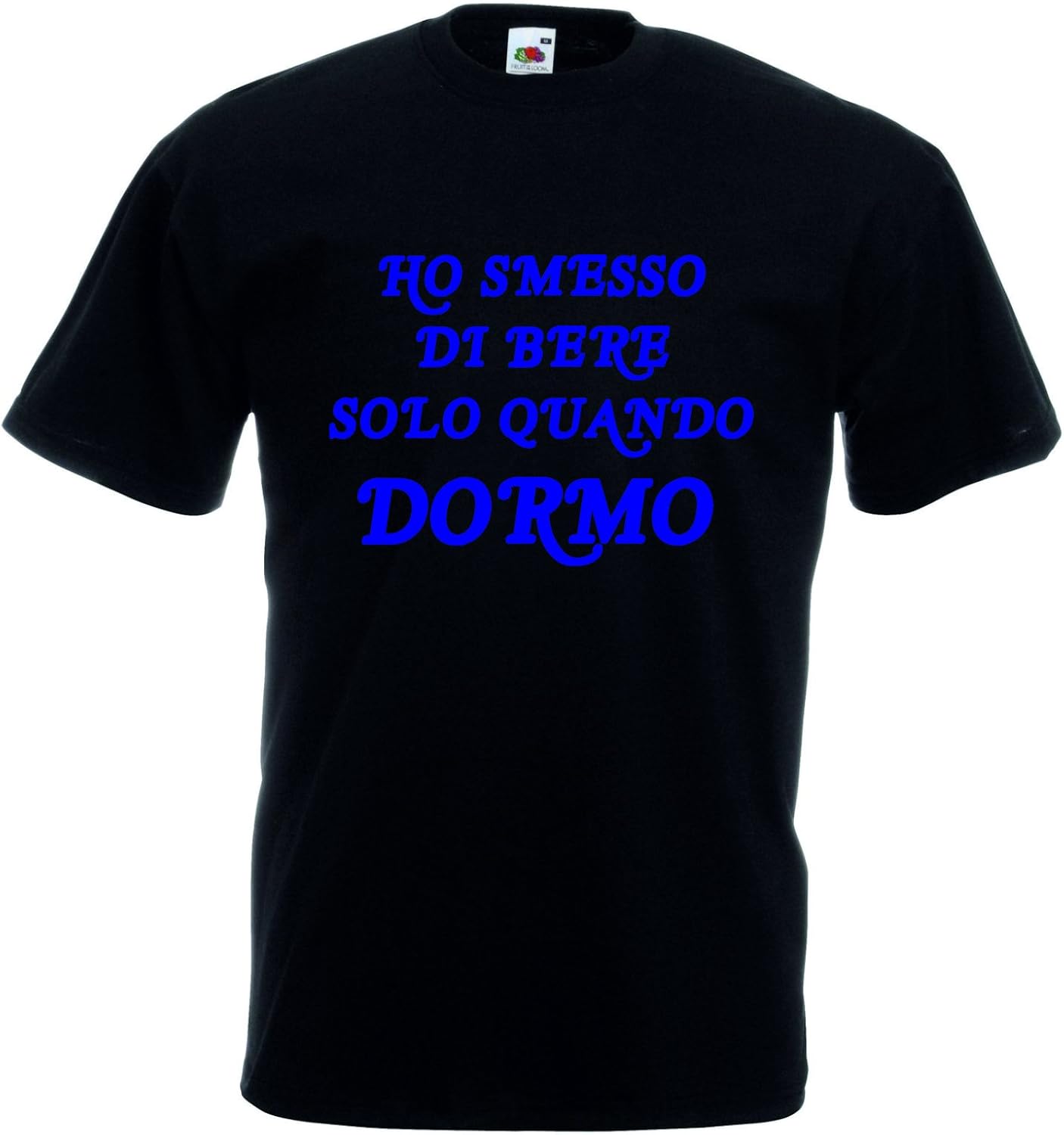 Pazza Idea T Shirt Maglia Donna Uomo Nera Scritta Blu Ho Smesso Di Bere Solo Quando Dormo M Amazon It Abbigliamento