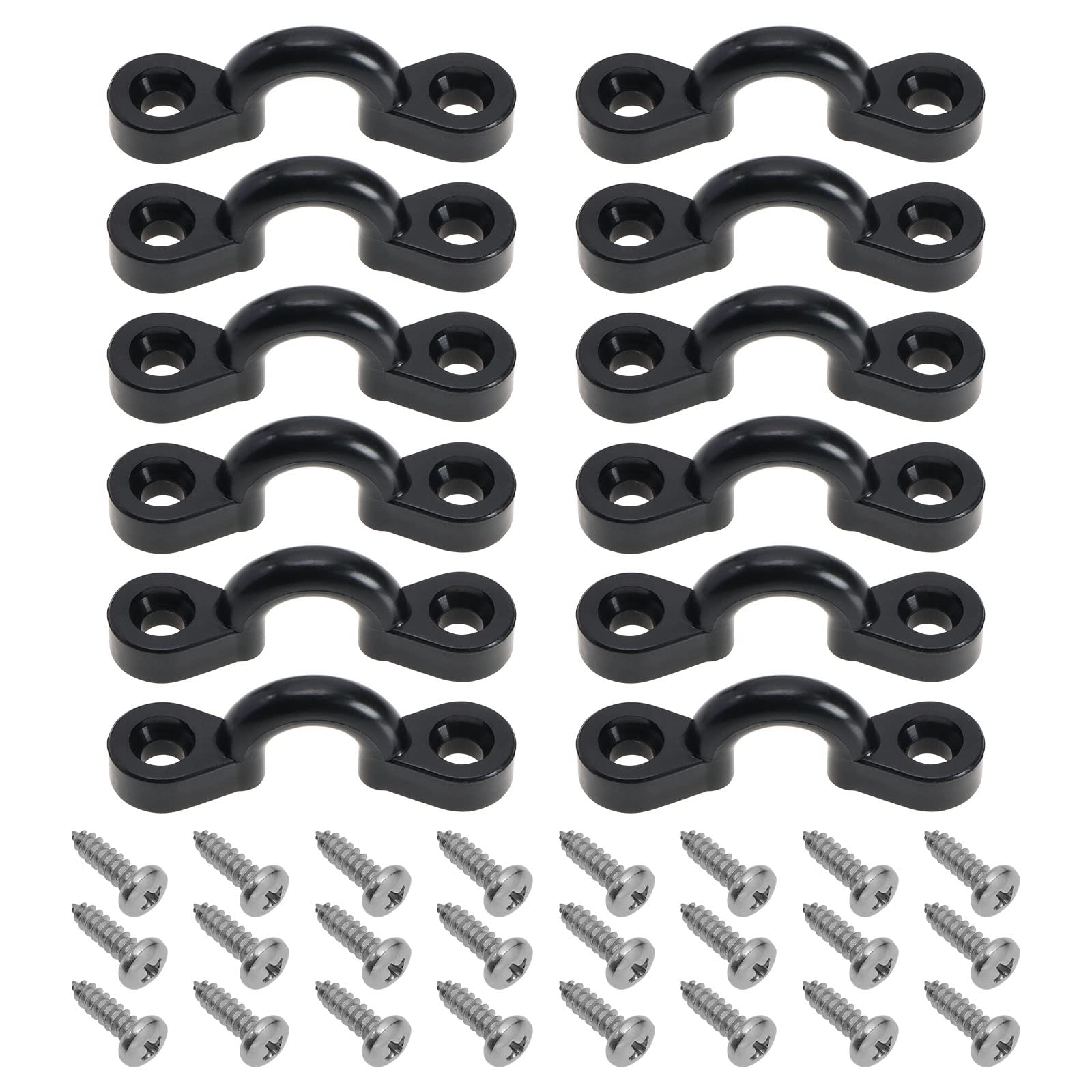 Be In Your Mind 12PCS Kayak Deck Loops Nylon Pad Eye Tie Down Portable Kayak Pad Eye Kit with 24 Screws for Kayak Canoe Replacement Parts