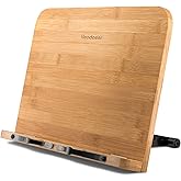 Readaeer Large Size Bamboo Reading Rest Cookbook Cook Book Holder Stand Bookrest Foldable Book Stand Reading Stand Holder
