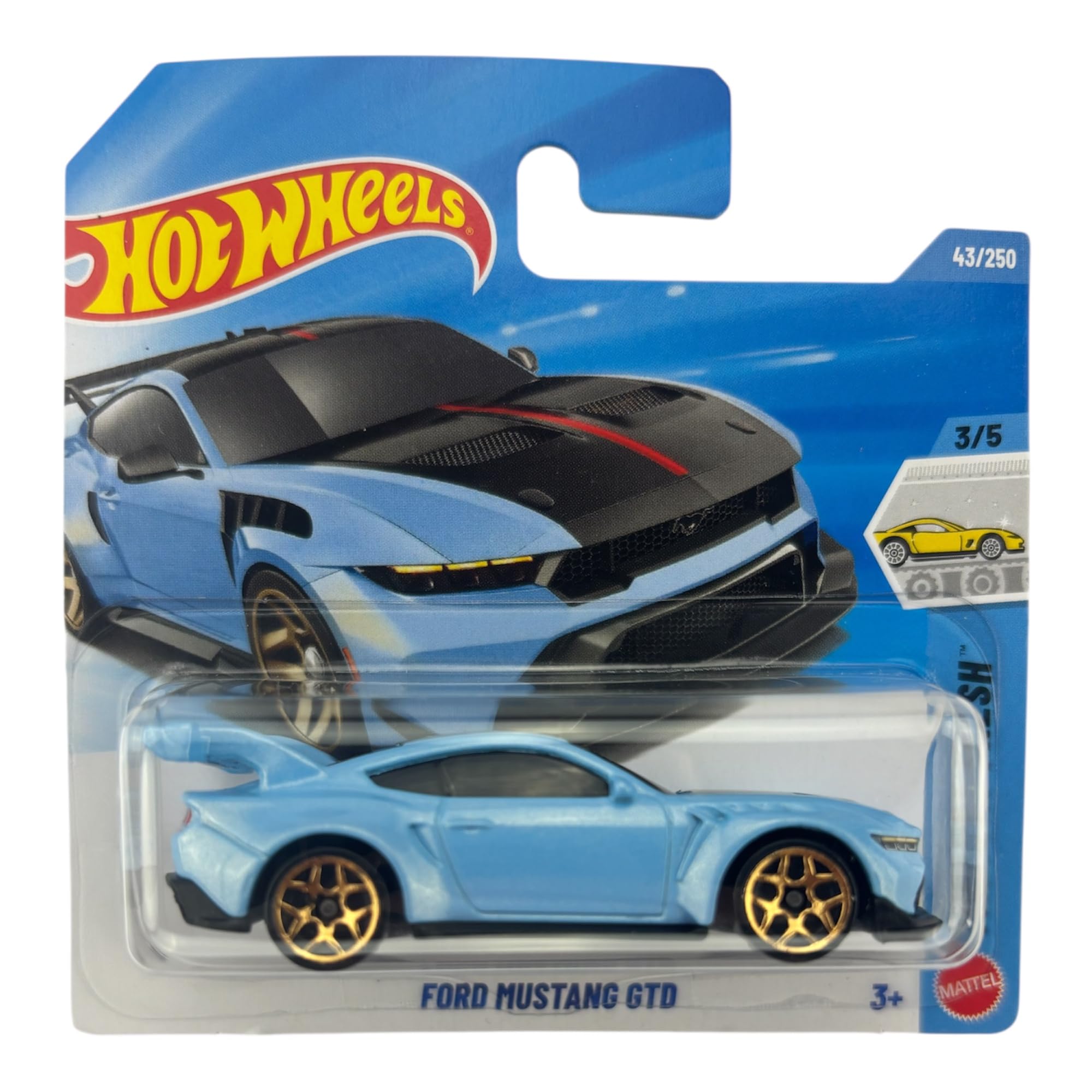Hot Wheels - Ford Mustang GTD - Factory Fresh 3/5 - JJJ14 - Short Card - Light Blue Metallic - Mattel 2026 (43/250) - Officially Licensed Ford Model - 1:64