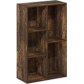 Furinno LUDER Book Shelf, 5-Cube Bookshelf, Bookcase with Open Shelf, Tool Free Assembly, 9.4 x 19.7 x 31.5, for Living Room, Bedroom, Home Office, Amber Pine