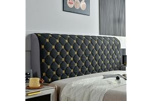 EFELIM Velvet Headboard Cover Full Queen King Size, Quilted Bed Headboard Slipcover Thicken Dustproof Protector Cover for Bedroom Decor Washable (Black,Queen:150cm/59in)