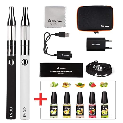 Salcar®Komplettset EVOD CE8 Elektronische Zigarette/e Shisha Doppelset und 5x10ml E-Liquid+EVOD Akku+CE8 Verdampfer+Extra Ver