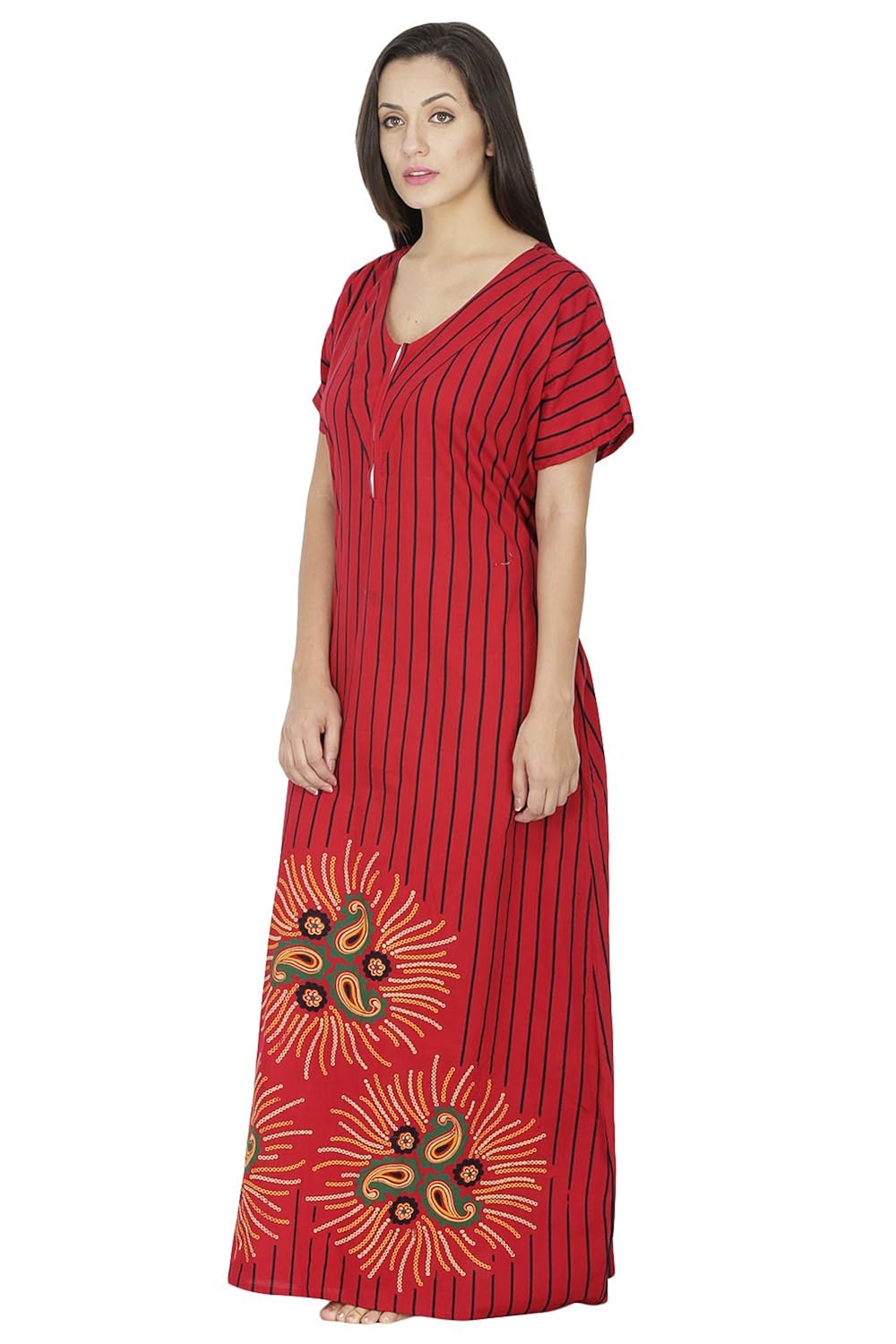 secret wish women's cotton nighty, nightdress (free size)