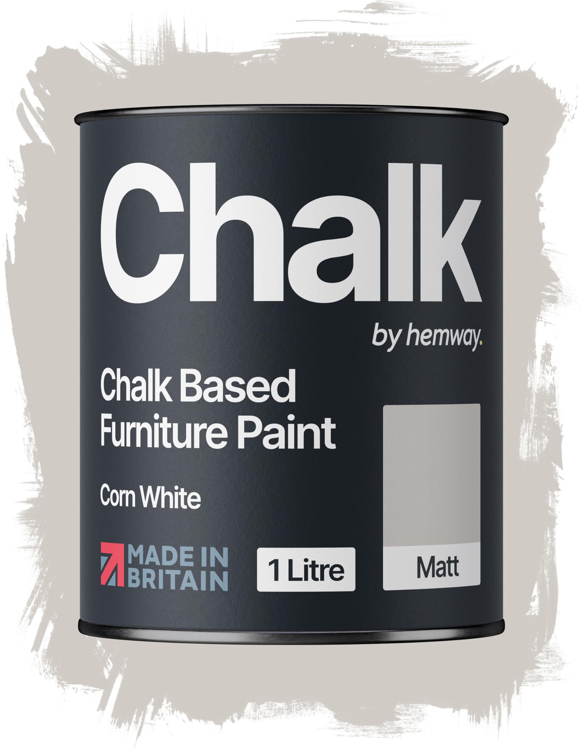 Hemway Chalk Based Furniture Paint, Corn White 1L, Matt Finish Shabby Chic, Chalk Paint Furniture & Walls, Quick Dry & 1 Coat