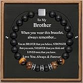 Gifts for Men Natural Tiger Eye Black Matte Agate Bracelets, Valentines Day Anniversary Christmas Birthday Gifts for Him Boyfriend Husband Brother from Girlfriend Wife, To My Man Bead Bracelets