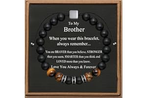 JoycuFF Gifts for Men Natural Tiger Eye Black Matte Agate Bracelets, Christmas Birthday Gifts for Boyfriend Husband Brother from Girlfriend Wife, To My Man Bead Bracelets