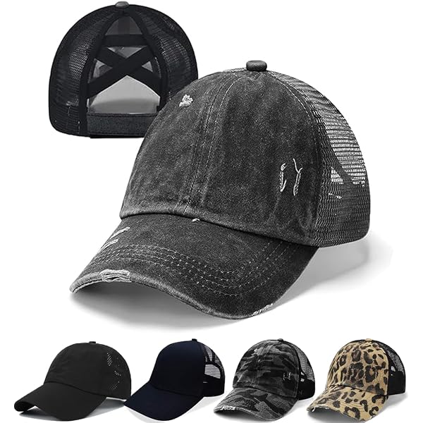 Funky Junque Criss Cross Hat - Women's Baseball Cap With Ponytail Hole For Messy Bun, Adjustable Trucker Cap - View #13