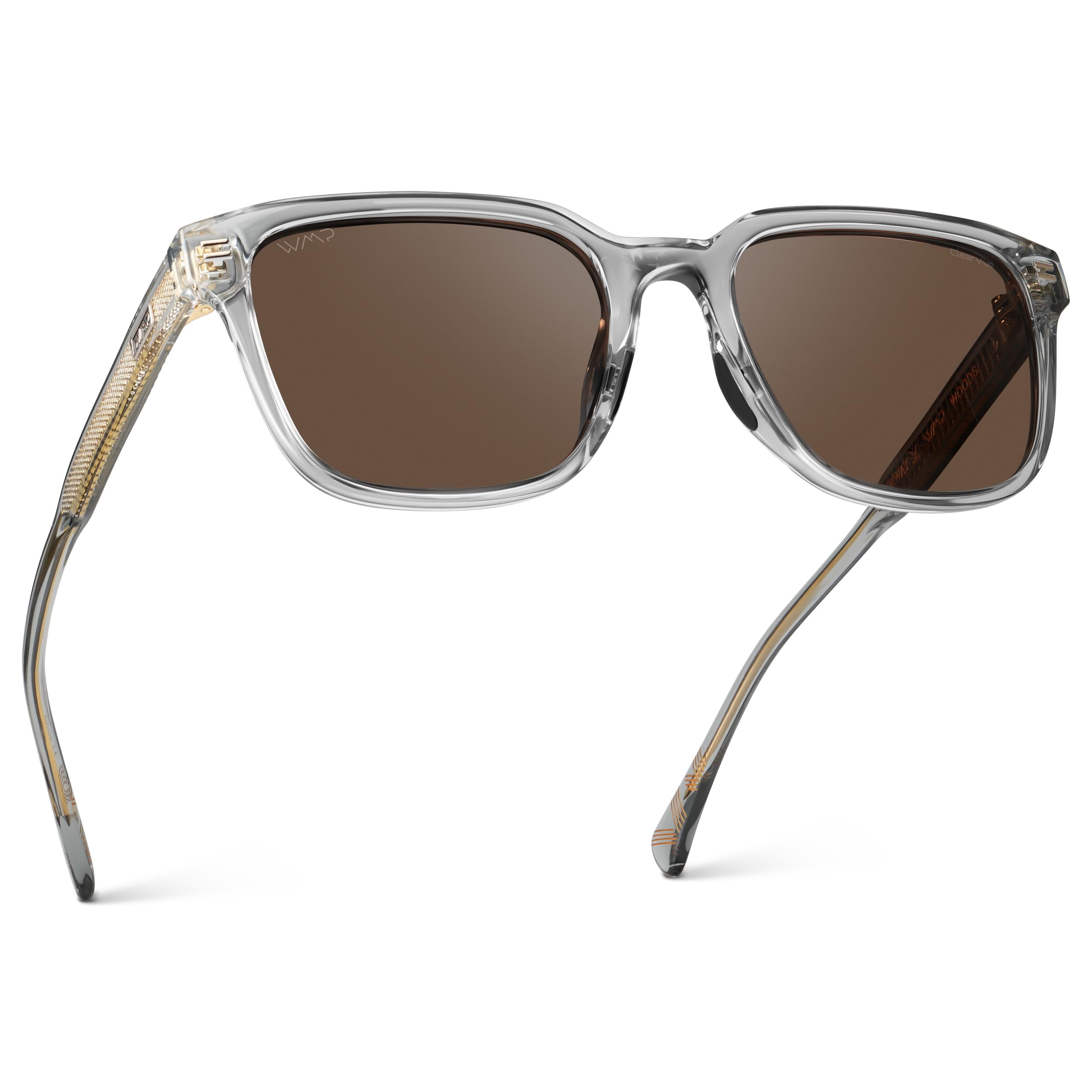 Photo 1 of WearMe Pro WMP Eyewear - Men's Rectangular Performance Sunglasses - Designed for Golf with Anti-Reflective Lenses and Non-Slip Nose Pads (Crystal Ice Grey/Brown Lens)