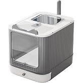 Covered Cat Litter Box with Lid for Kitten to Medium, Grey-White | LCZLBRRD, Covered Enclosure, Anti-Splashing, Easy to Clean and Assemble, 3 Modes For Kitten to Medium, Odor-Free