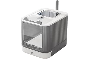 LCZLBRRD Upgraded Fully Enclosed Cat Litter Box with Lid, Covered Cat Box Enclosure, Anti-Splashing Easy to Clean Kitty Litter Boxes with Drawer, 3 Modes can Use from Kitten to Adult(White&Grey)