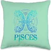 Two Fish Zodiac Sign Symbol Horoscope Pisces Throw Pillow