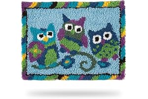 BLOCE Latch Hook Kits for Adults, DIY Carpet Crochet Yarn Kit with Preprinted Canvas, Needlework Crafts Latch Kit Cushion for Beginners Kids Ages 8-12