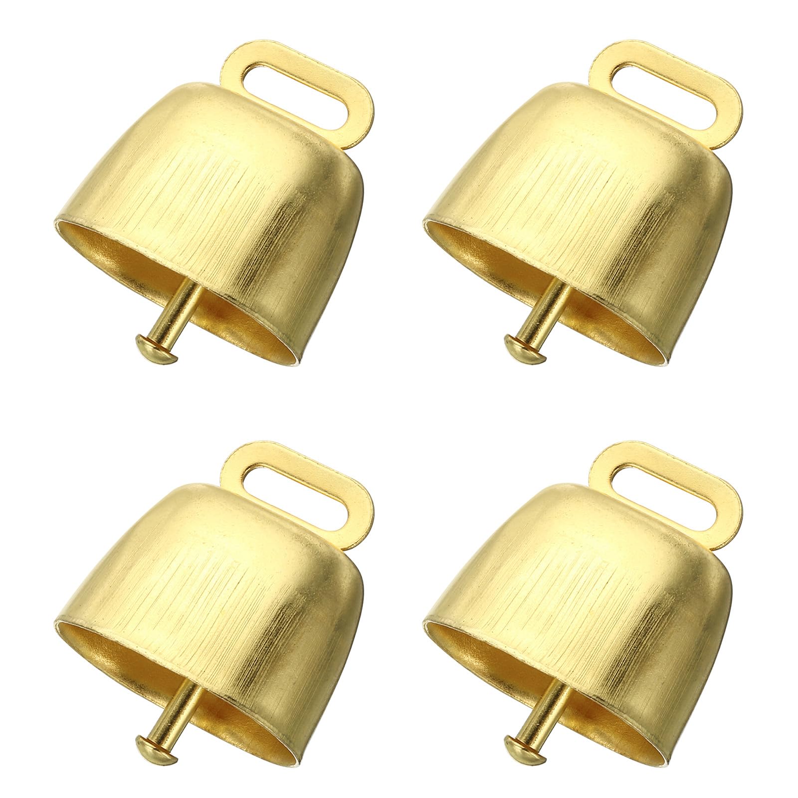 PATIKIL Mini Cow Bells for Crafts Christmas, 4 Pcs Shiny Gold Small Cow Bells, Loud Grazing Copper Bells Noise Makers, Cowbell Goat Bell, 1.4 x 0.9 x 1.4"