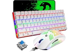 Gaming Keyboard and Mouse,3 in 1 Gaming Set,Rainbow LED Backlit Wired Gaming Keyboard,RGB Backlit 12000 DPI Lightweight Gamin