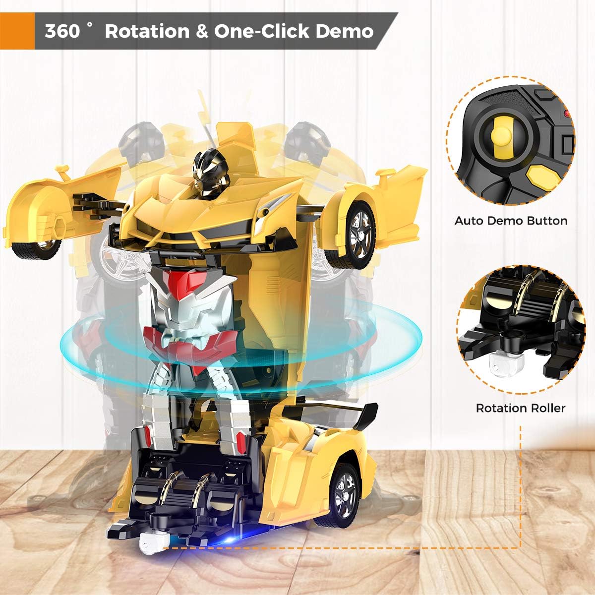 Desuccus Remote Control Car, Transform Robot RC Car for Kids, 2.4Ghz 1:18 Scale Model Racing Car with One-Button Deformation, 360°Drifting, Transforming Robot Car Toy Gift for Boys and Girls: Toys & Games