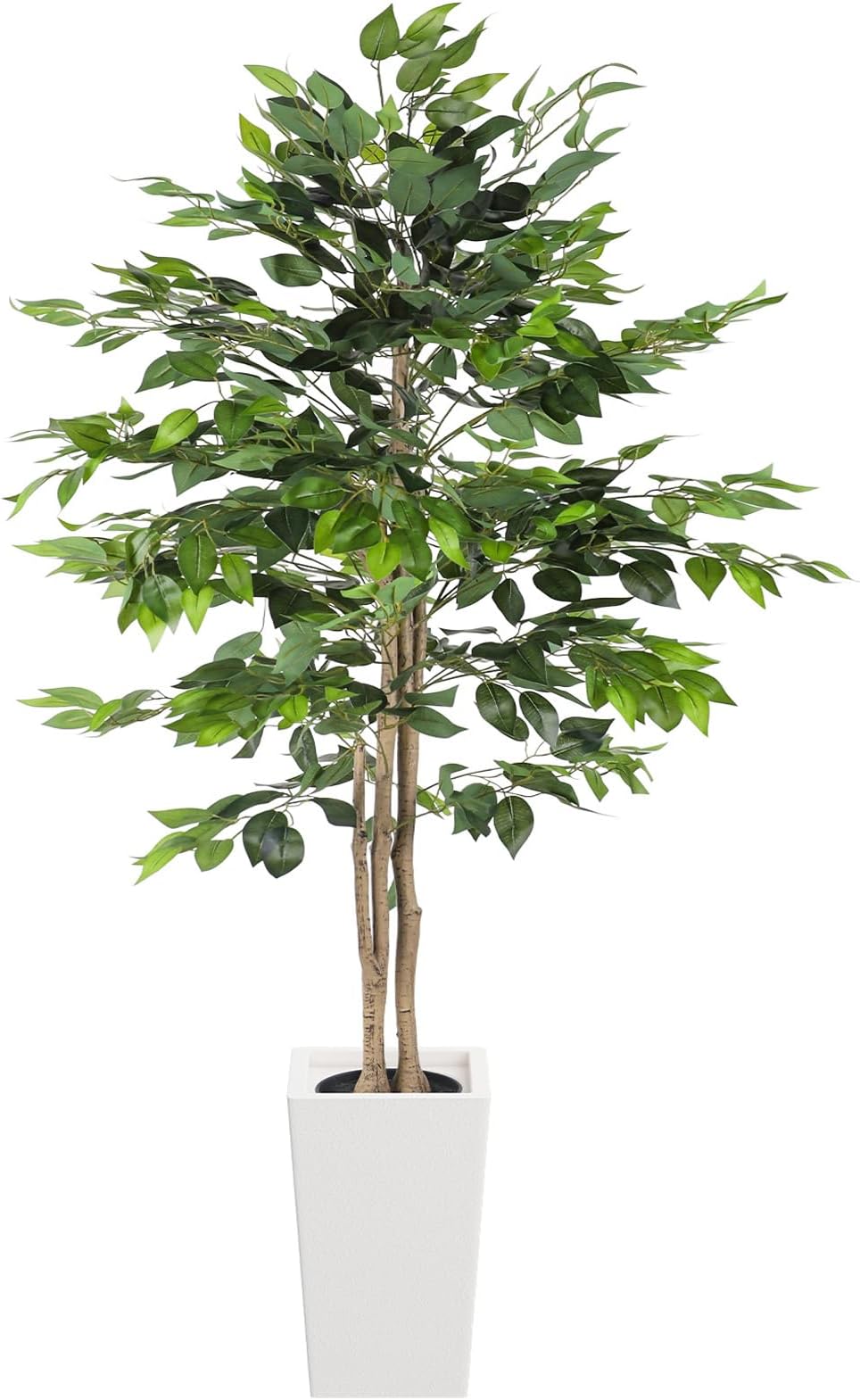 YOLEO 6ft Ficus Tree with White Planter Indoor Fake Plant Decor