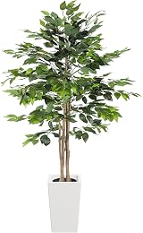 YOLEO 6ft Ficus Tree with White Planter Indoor Fake Plant Decor