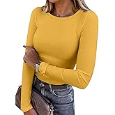 ANRABESS Women Long Sleeve Shirts Rib Knit Slim Fit Tops Basic Tee 2025 Fall Outfits Casual T-Shirt Underscrubs Layer Clothes