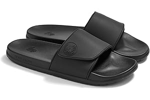 BODY GLOVE Men’s Slides, Cushioned Slide-on Sandal Slippers with Padded Adjustable Strap