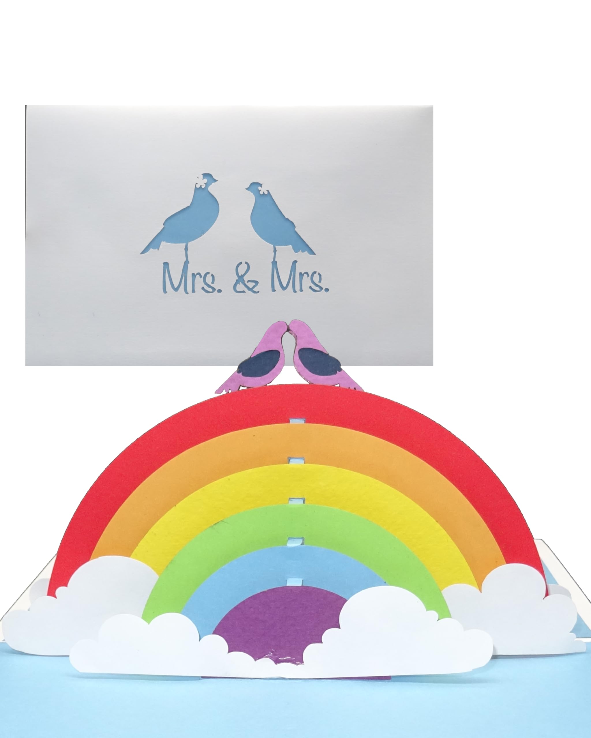 3D Wedding Card "Lesbian Wedding - Birds in Love" - Pop Up Card "Mrs. & Mrs.", Use an Invitation Card, Invitation and Gift for a Lesbian Wedding